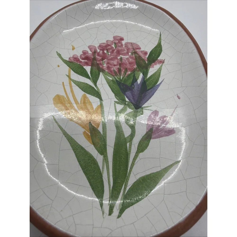 Terracotta Clay Tray EMERSON CREEK POTTERY  Floral Flowers Bedford Virginia VA
